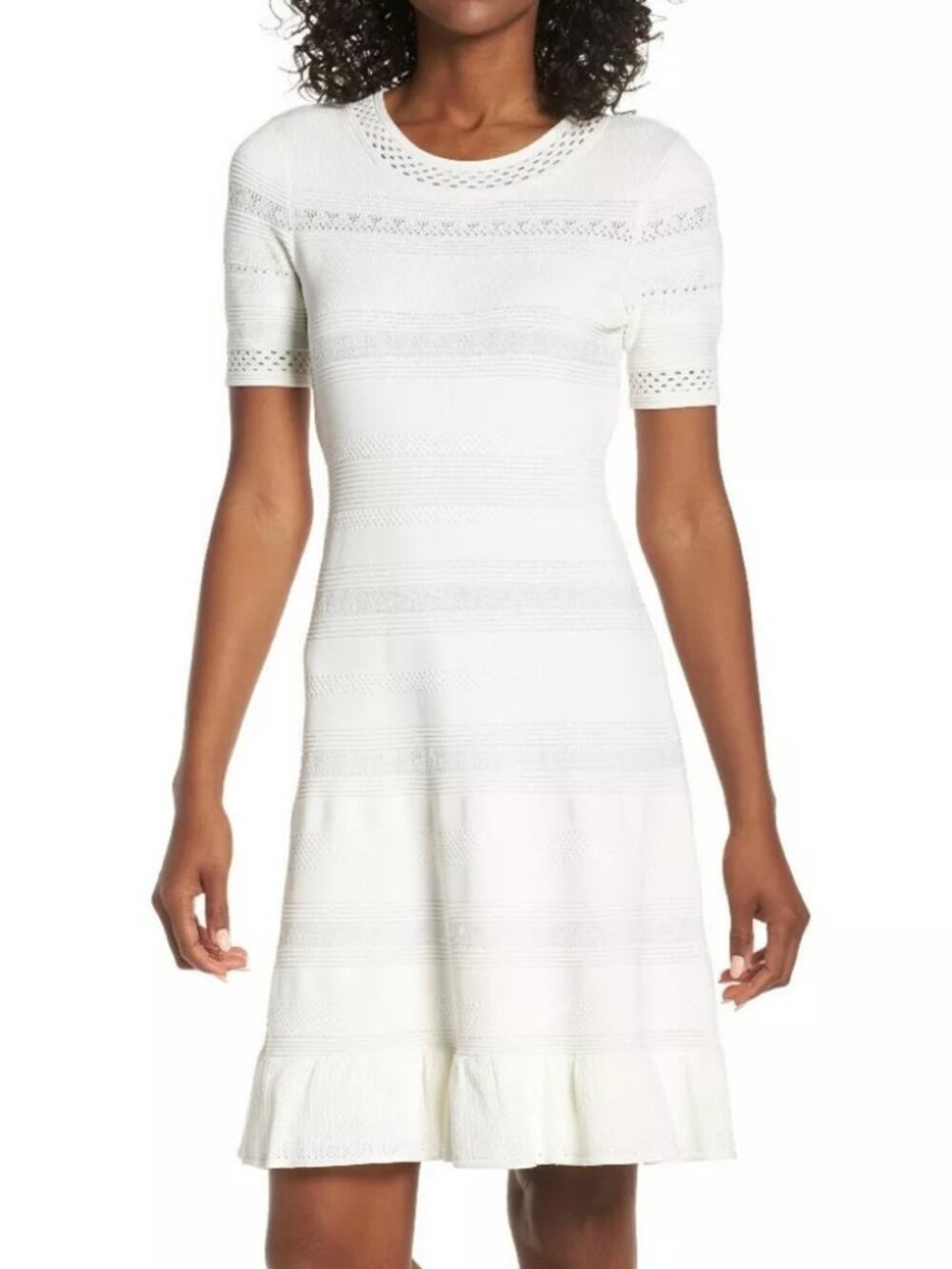 🇨🇦 Eliza J Pointelle Ruffle Hem Dress
